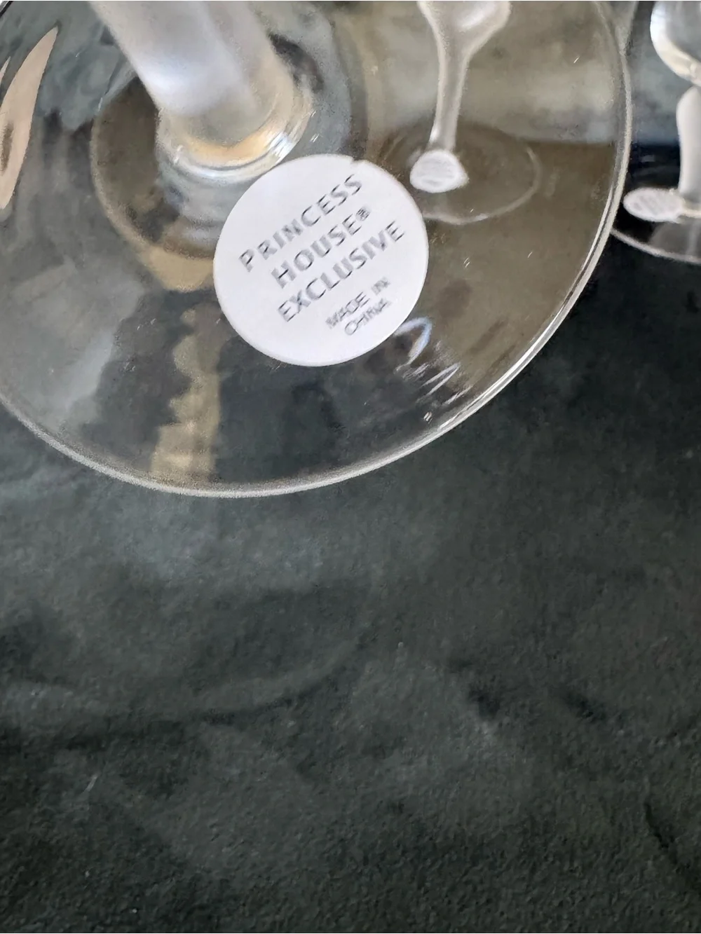 Princess House Clear Etched Crystal Wine Glasses with Frosted Stems